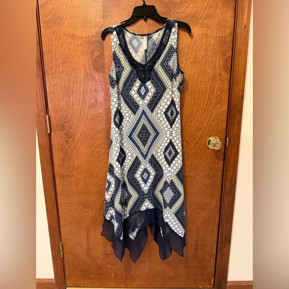 PerSeption Concept Navy and White Asymmetrical Dress